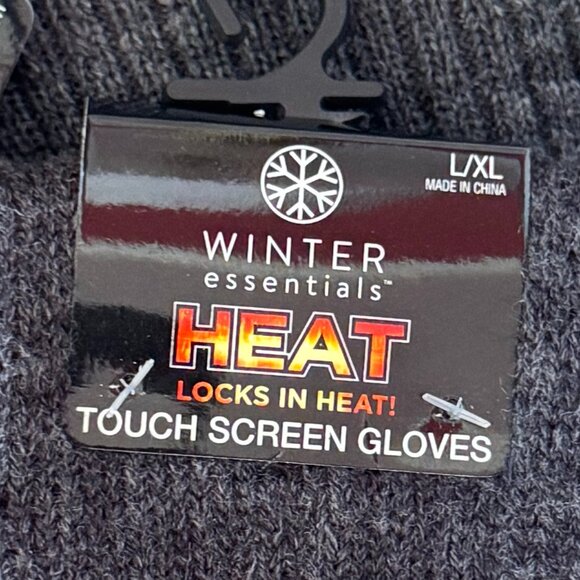 Winter Essentials Locks in Heat Cuff Hat Men's Knit Texting Gloves Set - Picture 2 of 3